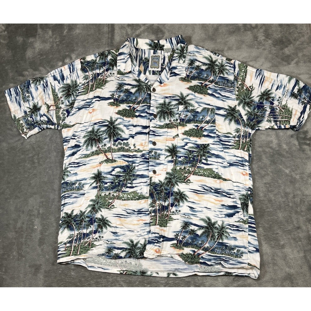 Ocean Current Vintage Hawaiian Shirt Mens XL Palm Trees Beach